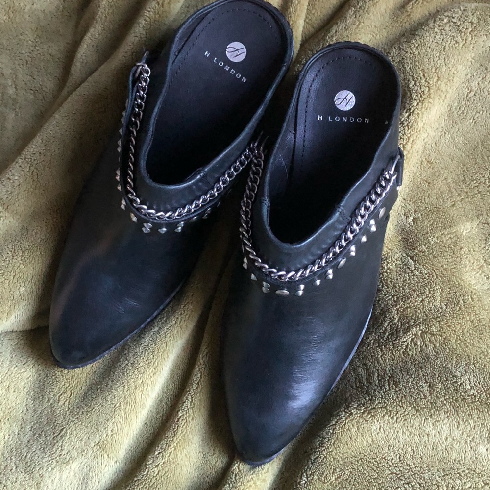 🦋 flash sale!🦄H London moto mules with heel NWOT
